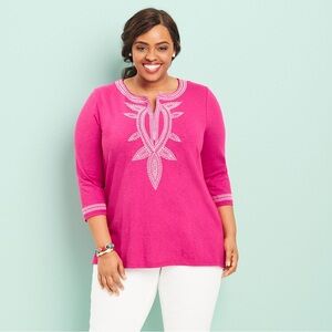 Talbots Exclusive Tandoor Embroidered Tunic Size 1X